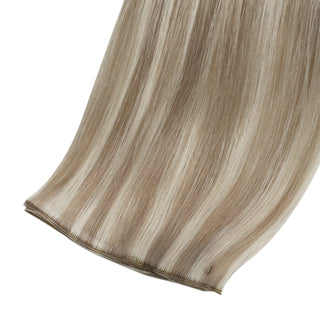 Full Shine Genius Weft Hair Extensions 100% Virgin Human Highlights (#P18/613)-Virgin Genius Hair Weft-Full Shine