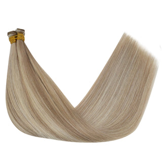 Full Shine Genius Weft Hair Extensions 100% Virgin Human Highlights (#P18/613)-Virgin Genius Hair Weft-Full Shine