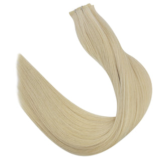 Full Shine Genius Weft Hair Extensions Platinum Blonde #60 Virgin Human Hair Genius Weft Full Shine Platinum Blonde Hair Extensions Virgin Human Hair Genius Weft Hair Extensions Platinum Blonde Full Shine Hair Extensions 100% Virgin Hair Genius Weft - Full Shine hybrid weft hair extensions - sew-in weft hair extensions - volume weft hair extensions