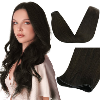 Full Shine Genius Weft Hair Extensions Darkest Brown #2 Virgin Human Hair Genius Weft Darkest Brown Genius Weft Hair Extensions Virgin Human Hair Fullshine Hair Extensions 100% Virgin Hair hybrid weft hair extensions sew-in weft hair extensions volume weft hair extensions