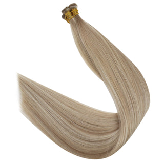 Full Shine Genius Weft Hair Extensions 100% Virgin Human Highlights (#P18/613)-Virgin Genius Hair Weft-Full Shine