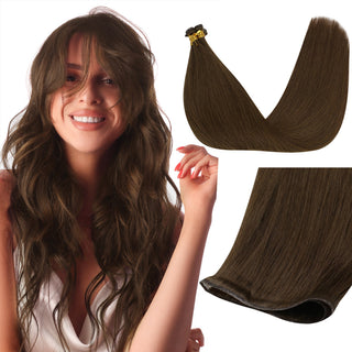 Full Shine Genius Weft Hair Extensions 100% Virgin Human Dark Brown (#4)-Virgin Genius Hair Weft-Full Shine