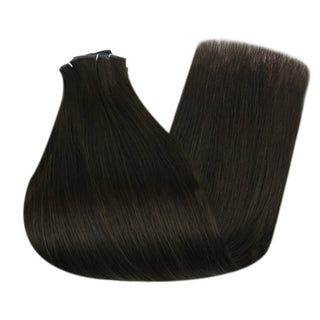 Full Shine Genius Weft Hair Extensions Darkest Brown #2 Virgin Human Hair Genius Weft Darkest Brown Genius Weft Hair Extensions Virgin Human Hair Fullshine Hair Extensions 100% Virgin Hair hybrid weft hair extensions sew-in weft hair extensions volume weft hair extensions