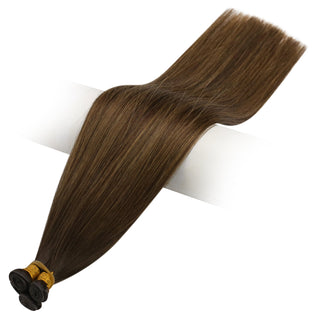 Full Shine Genius Weft Hair Extensions 100% Virgin Human Balayage (#DU)-Virgin Genius Hair Weft-Full Shine