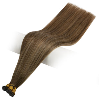 Full Shine Genius Weft Hair Extensions 100% Virgin Human Balayage Highlights (#4/27/4)-Virgin Genius Hair Weft-Full Shine