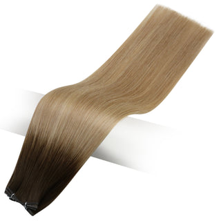 Full Shine Genius Weft Hair Extensions 100% Virgin Human Balayage #3/8/22 - Virgin Genius Hair Weft - Full Shine Sew-in Weft Hair Extensions - Full Shine Volume Weft Hair Extensions - Full Shine Hair Extensions - Balayage Hair Extensions - Human Hair Extensions