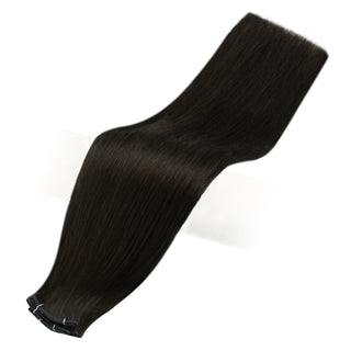 Virgin Human Hair Genius Weft Darkest Brown Genius Weft Hair Extensions Virgin Human Hair Fullshine Hair Extensions 100% Virgin Hair hybrid weft hair extensions sew-in weft hair extensions volume weft hair extensions