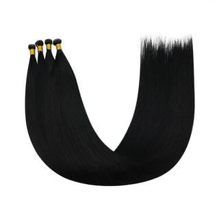 Full Shine Genius Weft Hair Extensions 100% Virgin Human Jet Black (#1)-Virgin Genius Hair Weft-Full Shine