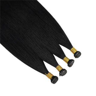 Full Shine Genius Weft Hair Extensions 100% Virgin Human Jet Black (#1)-Virgin Genius Hair Weft-Full Shine