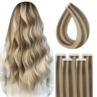 Perfectly Blended Color: Our Virgin Tape Hair Extensions come in a variety of perfectly blended colors to match your hair seamlessly.