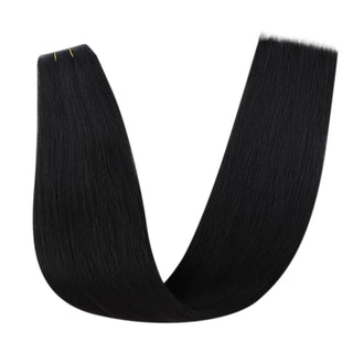 Virgin Pu Hair Weft Full Shine Hole PU Flat Silk Weft Virgin XO Invisible Weft Hair Extensions Jet black hair bundles for women Full Shine hair extensions