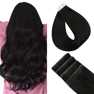 Full Shine Seamless Injection Tape in Extensions Virgin Human Hair Off Black (#1B)-Seamless Injection Tape in extension-Full Shine