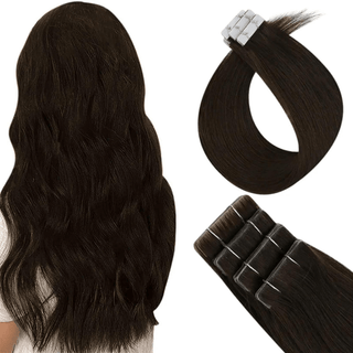 Full Shine Virgin Human Hair Seamless Injection Tape in Extensions Darkest Brown (#2)-Seamless Injection Tape in extension-Full Shine