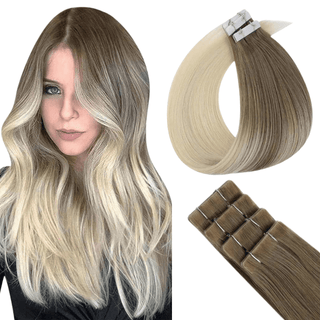 Full Shine Professional Virgin Injection Tape in Hair Extensions Balayage Blonde-Seamless Injection Tape in extension-Full Shine