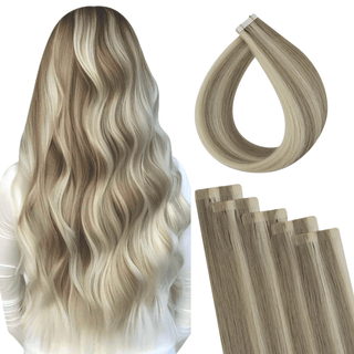 Full Shine High Quality Virgin Hair Injection Tape in Extensions Balayage Highlights (#4/4/27)-Seamless Injection Tape in extension-Full Shine