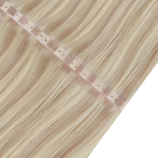 Full Shine Hole PU Weft Virgin XO Invisible Weft Hair Extensions Highlight Blonde (#P18/613)-Virgin Pu Hair Weft-Full Shine