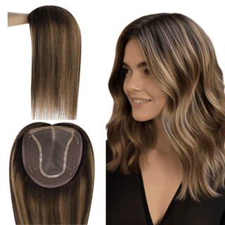 Fullshine Hair Topper tailored for women with thin hair, utilizing a mono base for a realistic scalp appearance and added confidence.