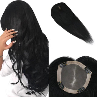 Full Shine Lace Human Hair Wig Toppers 13cm*13cm For Women Hair Loss #1 Jet Black