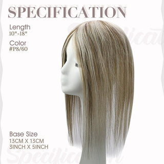 Full Shine Lace Wig Toppers 3*5 Inch Lace Base Hairpiece Highlights #P8/60