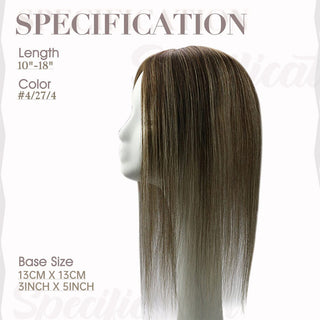 Full Shine Lace Wig Toppers 3*5 Inch Lace Base Hairpiece For Women Balayage(#4/27/4)